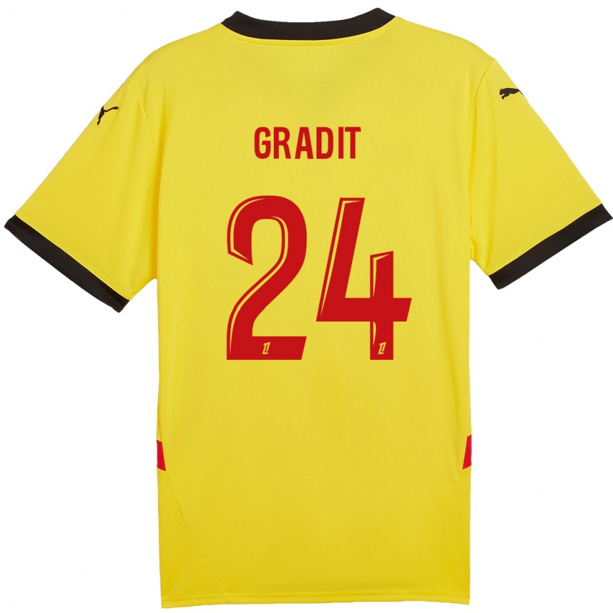 Niño Fútbol Camiseta Jonathan Gradit #24 Amarillo Rojo 1ª Equipación 2024/25 México