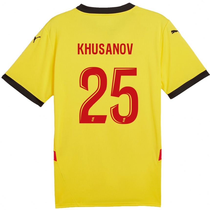 Niño Fútbol Camiseta Abdukodir Khusanov #25 Amarillo Rojo 1ª Equipación 2024/25 México