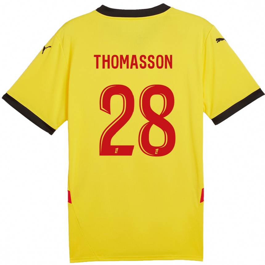 Niño Fútbol Camiseta Adrien Thomasson #28 Amarillo Rojo 1ª Equipación 2024/25 México