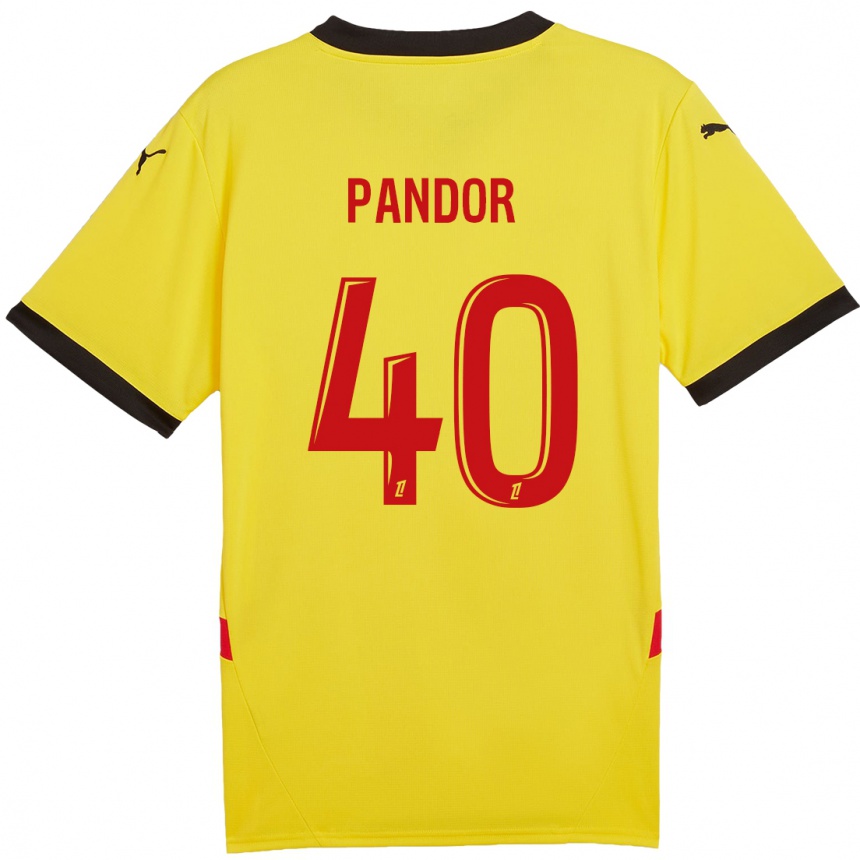 Niño Fútbol Camiseta Yannick Pandor #40 Amarillo Rojo 1ª Equipación 2024/25 México