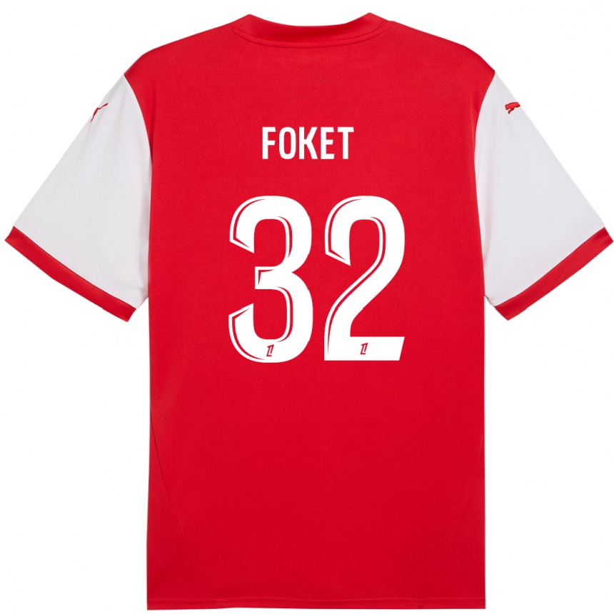 Niño Fútbol Camiseta Thomas Foket #32 Rojo Blanco 1ª Equipación 2024/25 México