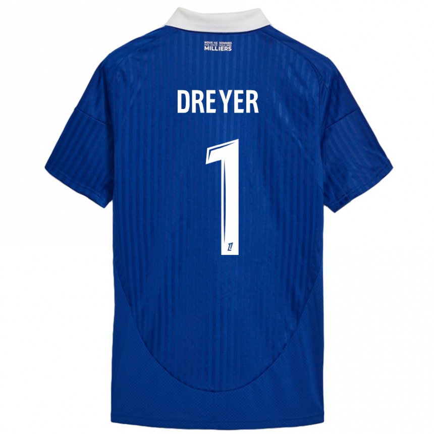 Niño Fútbol Camiseta Matthieu Dreyer #1 Azul Blanco 1ª Equipación 2024/25 México