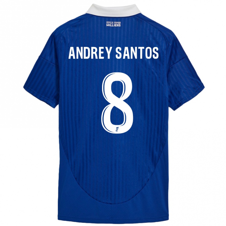 Niño Fútbol Camiseta Andrey Santos #8 Azul Blanco 1ª Equipación 2024/25 México