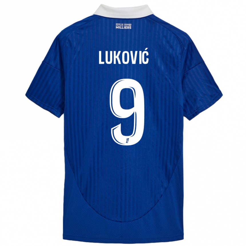 Niño Fútbol Camiseta Milos Lukovic #9 Azul Blanco 1ª Equipación 2024/25 México