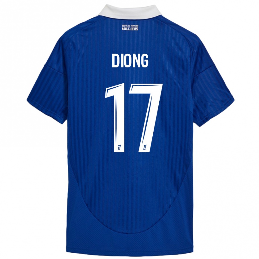 Niño Fútbol Camiseta Pape Diong #17 Azul Blanco 1ª Equipación 2024/25 México