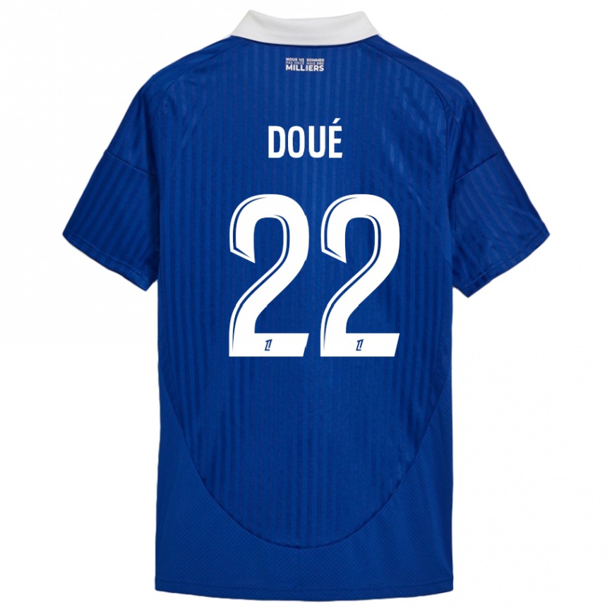 Niño Fútbol Camiseta Guéla Doué #22 Azul Blanco 1ª Equipación 2024/25 México