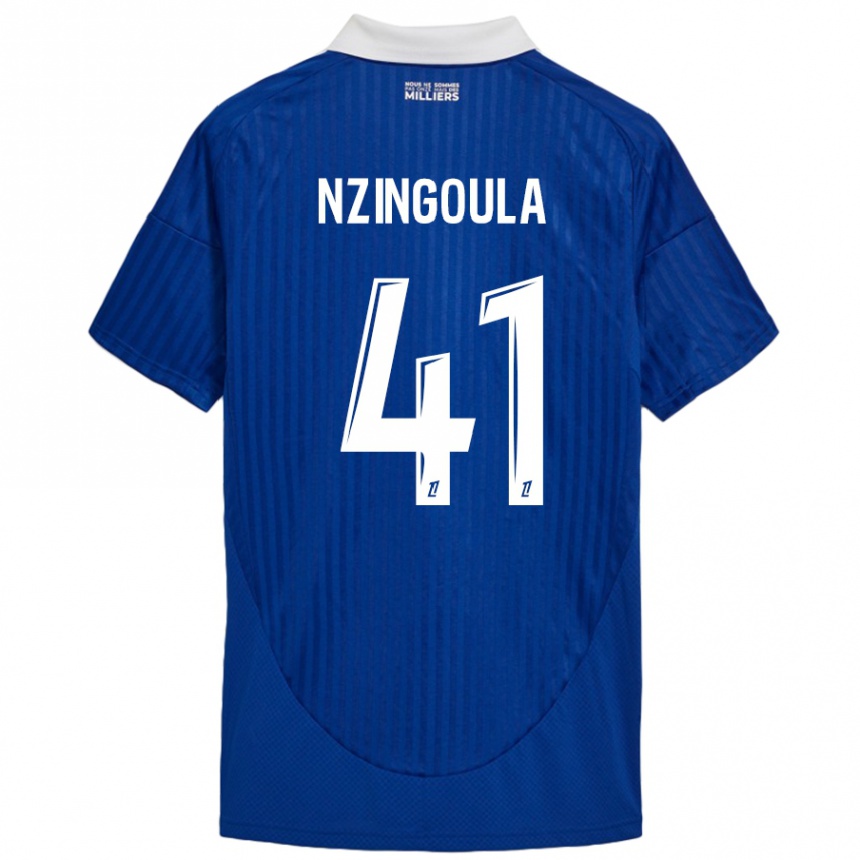 Niño Fútbol Camiseta Rabby Nzingoula #41 Azul Blanco 1ª Equipación 2024/25 México