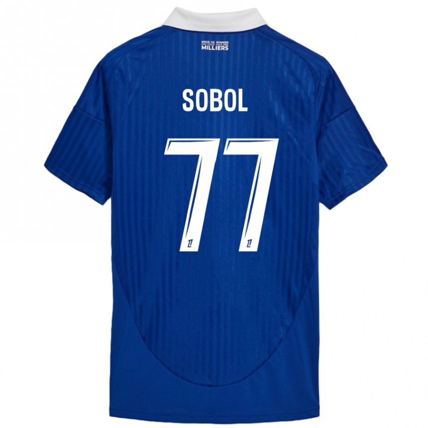 Niño Fútbol Camiseta Eduard Sobol #77 Azul Blanco 1ª Equipación 2024/25 México