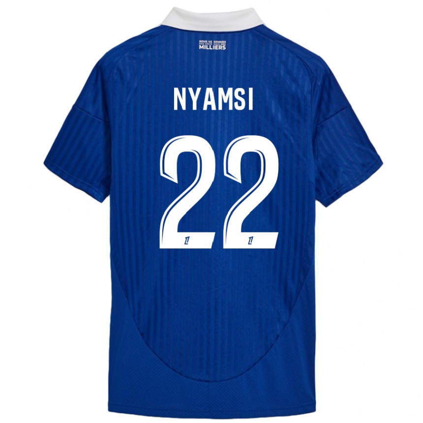 Niño Fútbol Camiseta Gerzino Nyamsi #22 Azul Blanco 1ª Equipación 2024/25 México