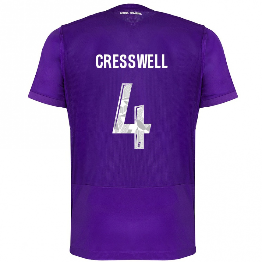 Niño Fútbol Camiseta Charlie Cresswell #4 Morado Blanco 1ª Equipación 2024/25 México