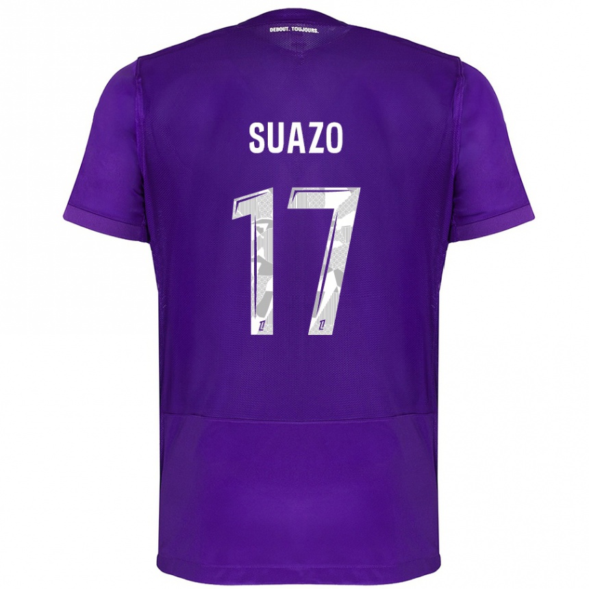 Niño Fútbol Camiseta Gabriel Suazo #17 Morado Blanco 1ª Equipación 2024/25 México