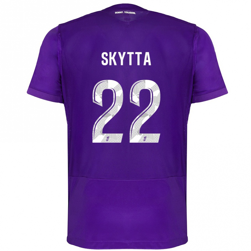 Niño Fútbol Camiseta Naatan Skyttä #22 Morado Blanco 1ª Equipación 2024/25 México