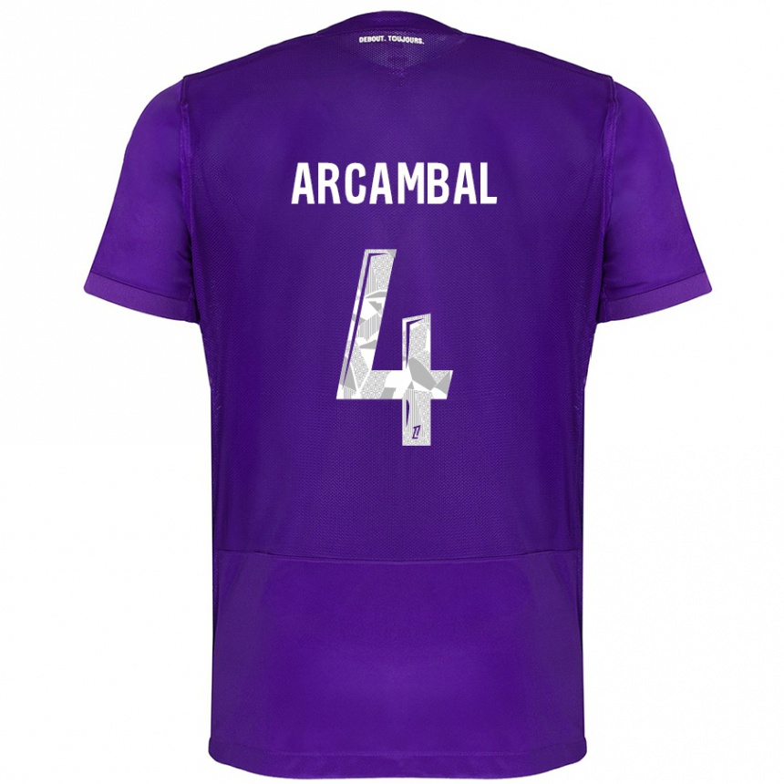 Niño Fútbol Camiseta Anais Arcambal #4 Morado Blanco 1ª Equipación 2024/25 México