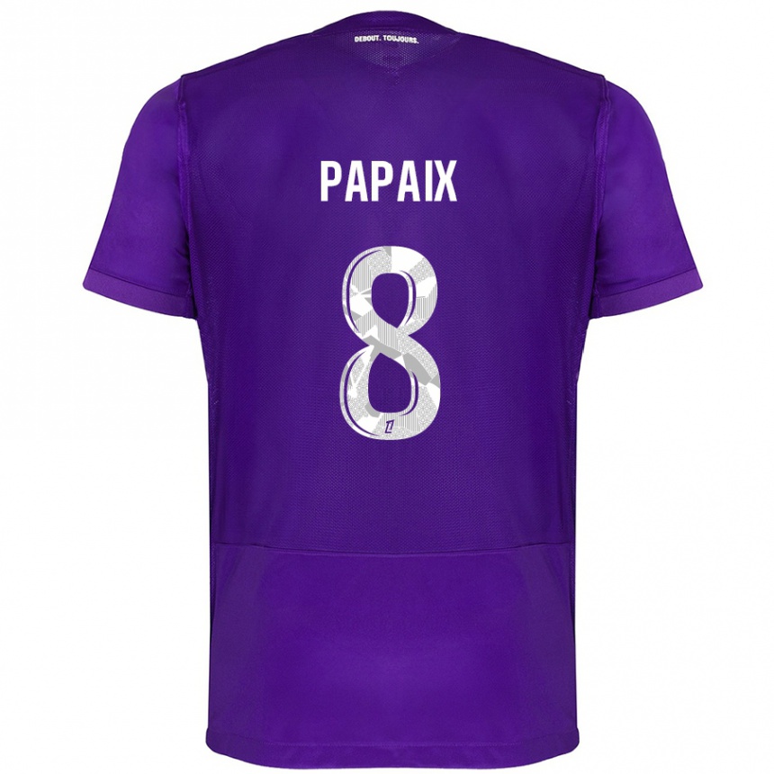 Niño Fútbol Camiseta Pauline Papaix #8 Morado Blanco 1ª Equipación 2024/25 México