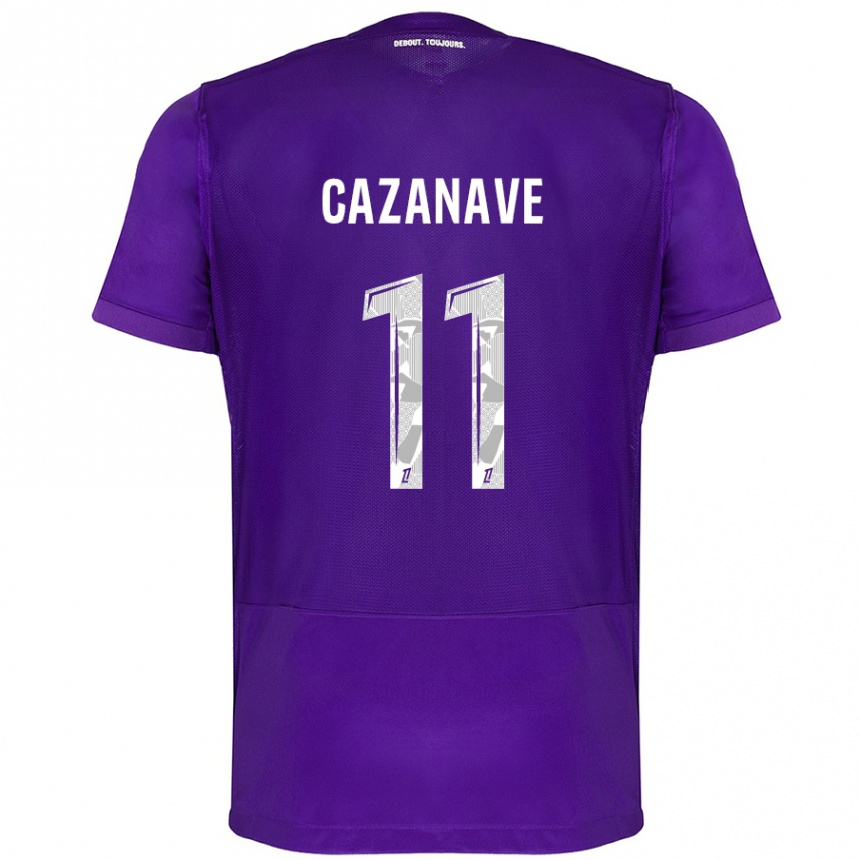 Niño Fútbol Camiseta Julie Cazanave #11 Morado Blanco 1ª Equipación 2024/25 México