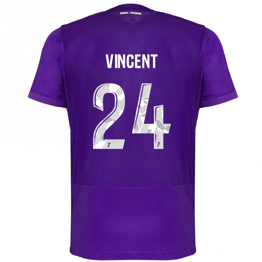 Niño Fútbol Camiseta Magalie Vincent #24 Morado Blanco 1ª Equipación 2024/25 México