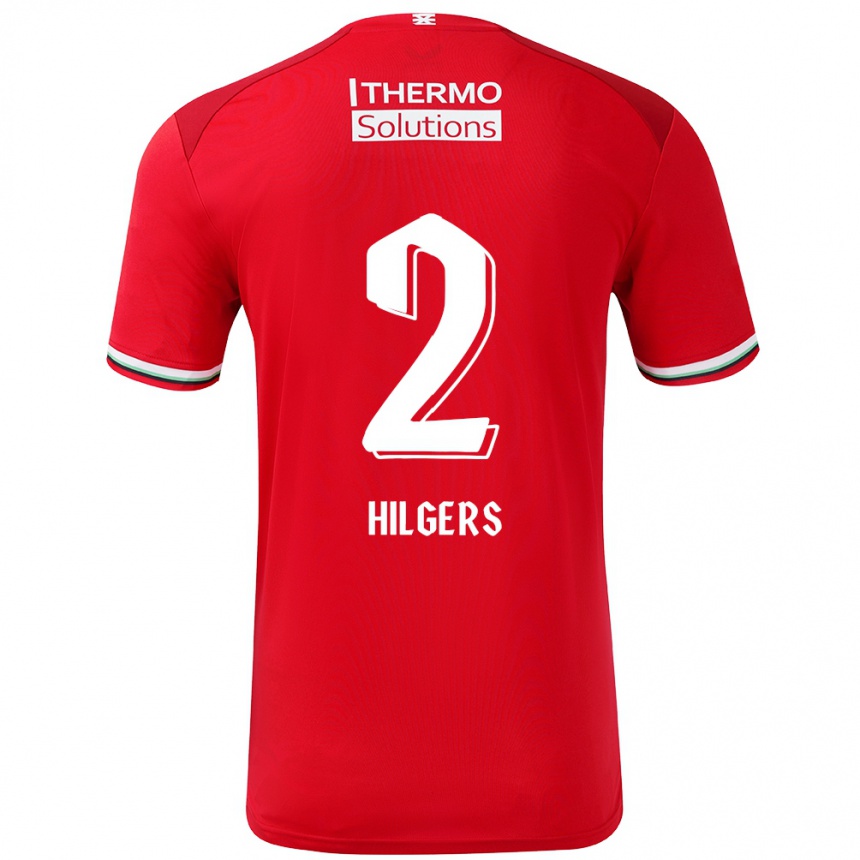 Niño Fútbol Camiseta Mees Hilgers #2 Rojo Blanco 1ª Equipación 2024/25 México