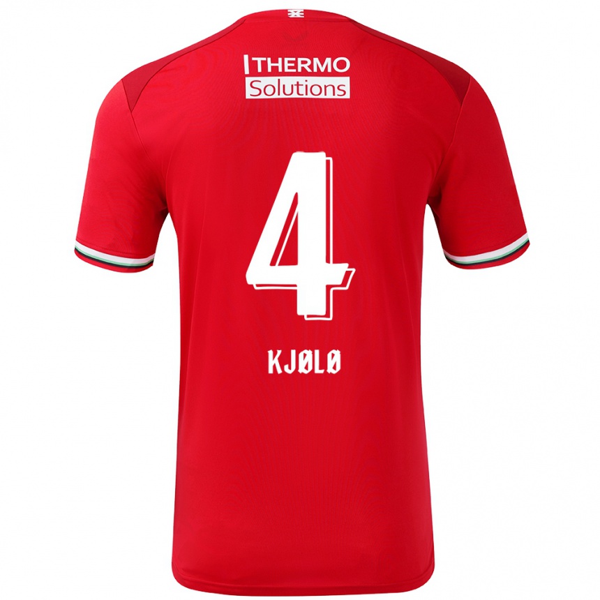 Niño Fútbol Camiseta Mathias Kjølø #4 Rojo Blanco 1ª Equipación 2024/25 México