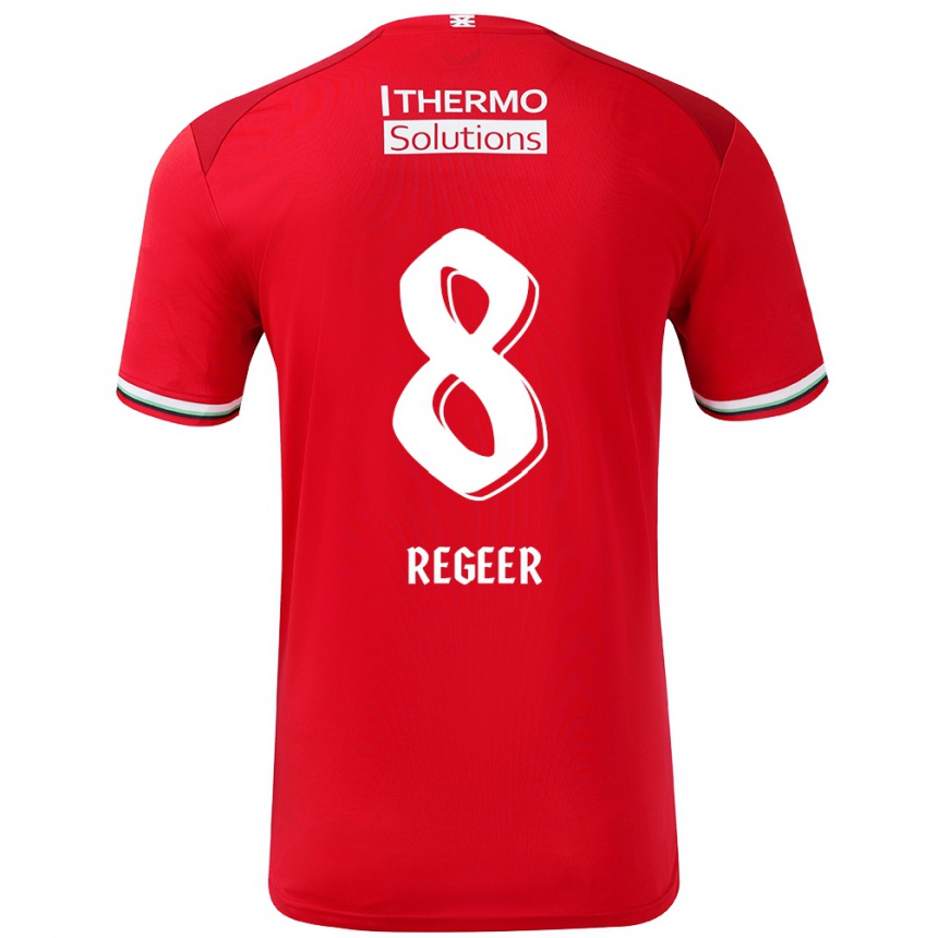 Niño Fútbol Camiseta Youri Regeer #8 Rojo Blanco 1ª Equipación 2024/25 México