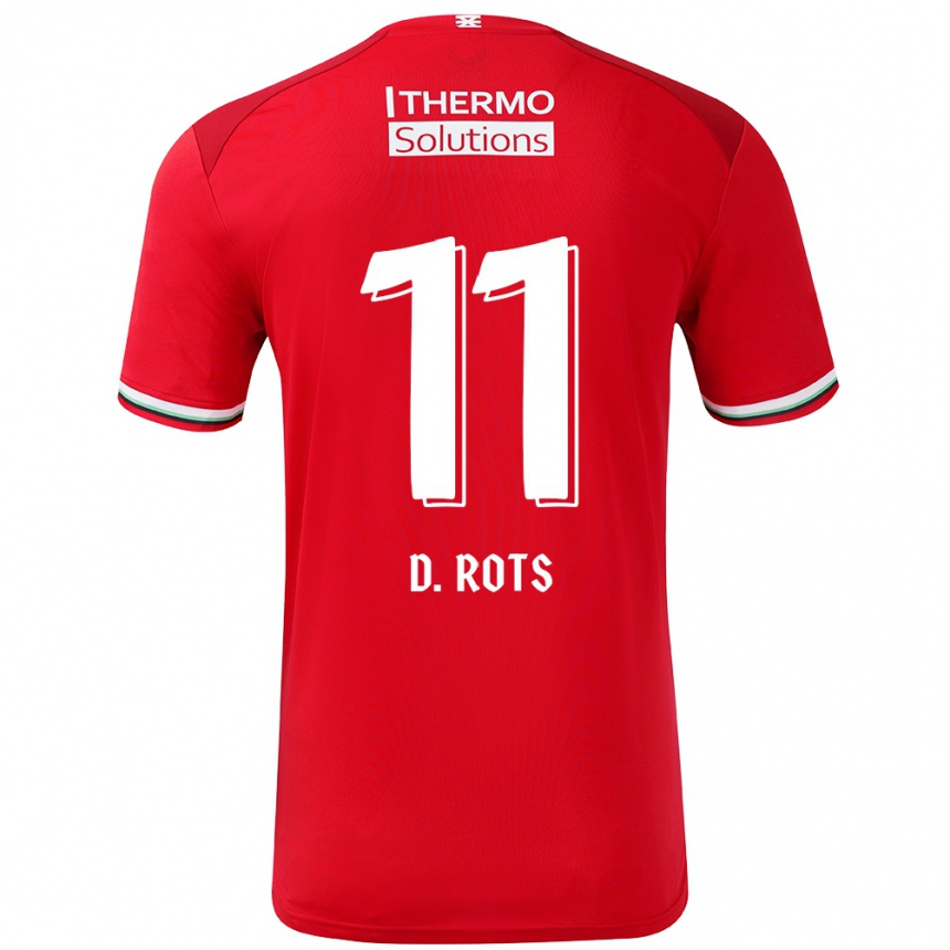 Niño Fútbol Camiseta Daan Rots #11 Rojo Blanco 1ª Equipación 2024/25 México