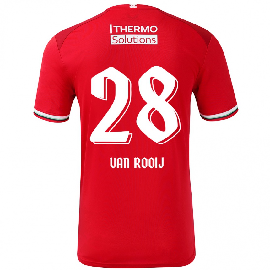 Niño Fútbol Camiseta Bart Van Rooij #28 Rojo Blanco 1ª Equipación 2024/25 México