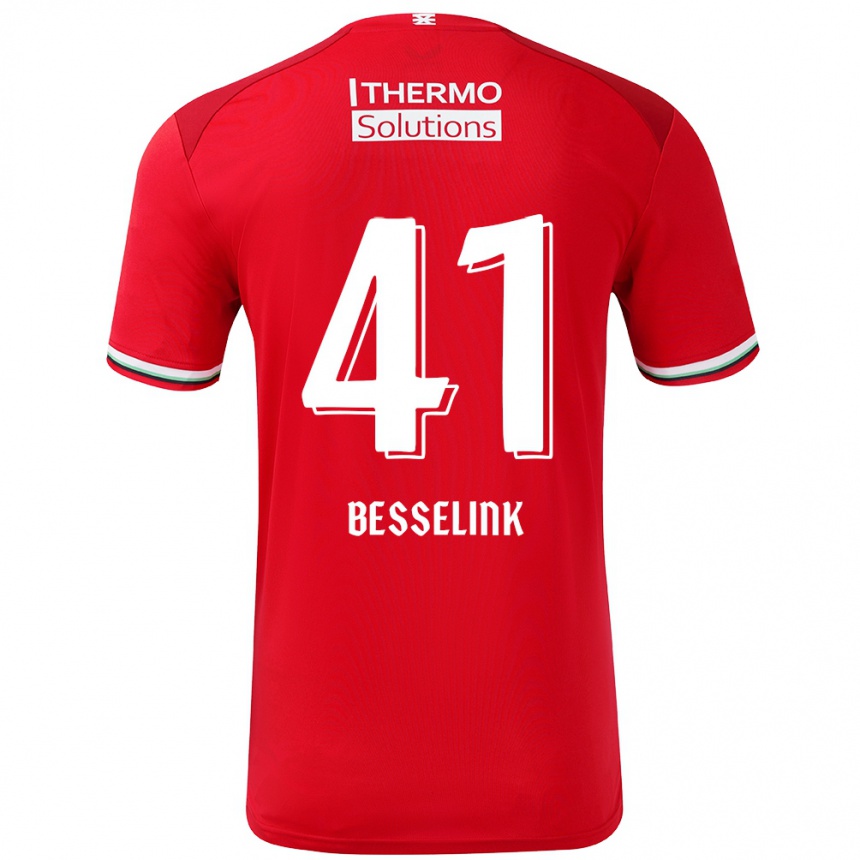 Niño Fútbol Camiseta Gijs Besselink #41 Rojo Blanco 1ª Equipación 2024/25 México