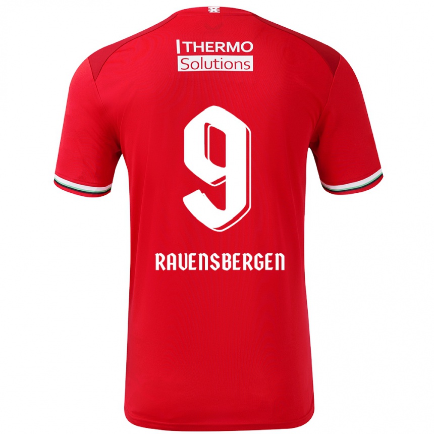 Niño Fútbol Camiseta Jaimy Ravensbergen #9 Rojo Blanco 1ª Equipación 2024/25 México