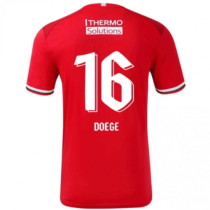 Niño Fútbol Camiseta Leonie Doege #16 Rojo Blanco 1ª Equipación 2024/25 México