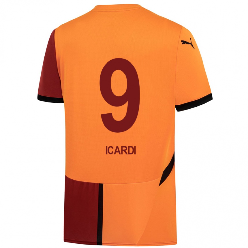 Niño Fútbol Camiseta Mauro Icardi #9 Amarillo Rojo 1ª Equipación 2024/25 México