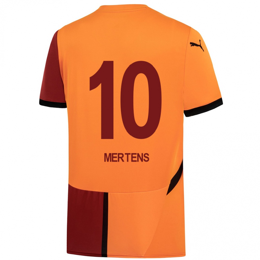 Niño Fútbol Camiseta Dries Mertens #10 Amarillo Rojo 1ª Equipación 2024/25 México