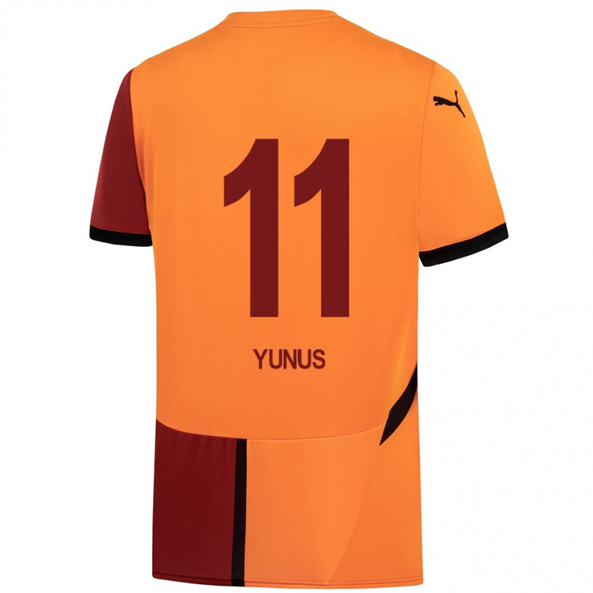 Niño Fútbol Camiseta Yunus Akgün #11 Amarillo Rojo 1ª Equipación 2024/25 México