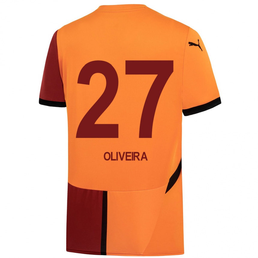 Niño Fútbol Camiseta Sérgio Oliveira #27 Amarillo Rojo 1ª Equipación 2024/25 México