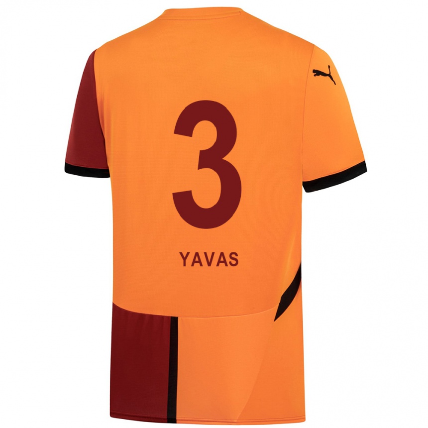 Niño Fútbol Camiseta Arda Yavas #3 Amarillo Rojo 1ª Equipación 2024/25 México