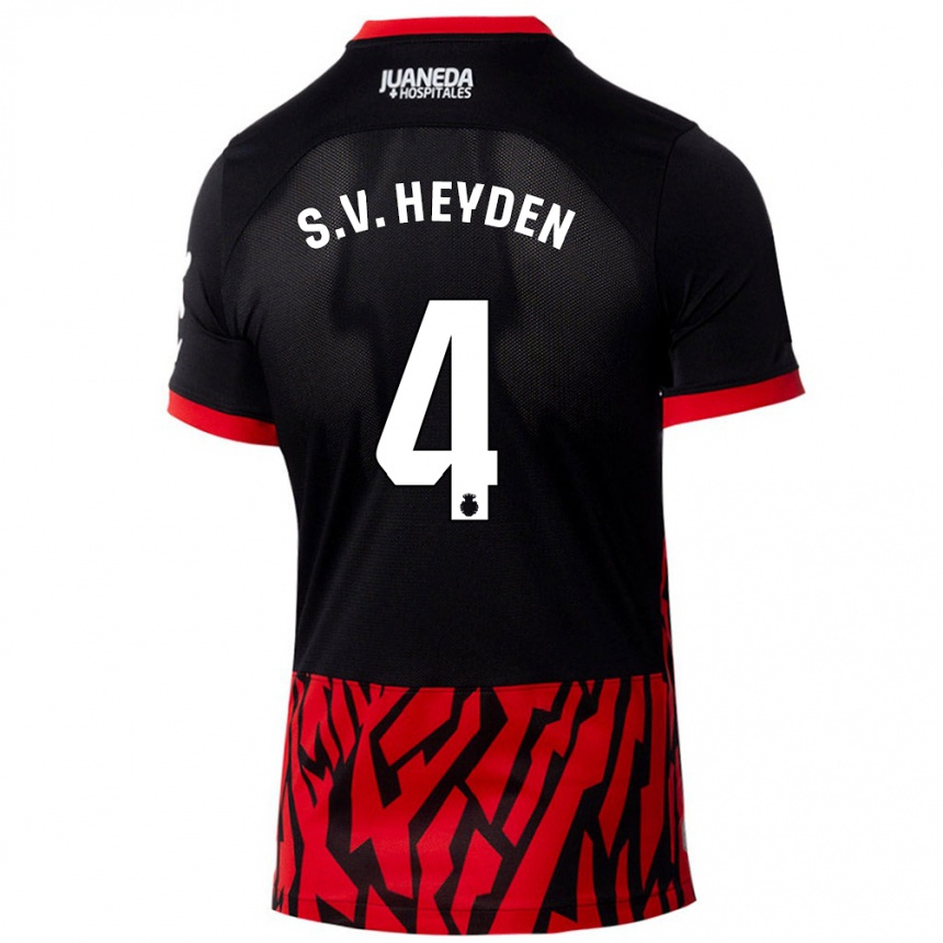 Niño Fútbol Camiseta Siebe Van Der Heyden #4 Negro Rojo 1ª Equipación 2024/25 México