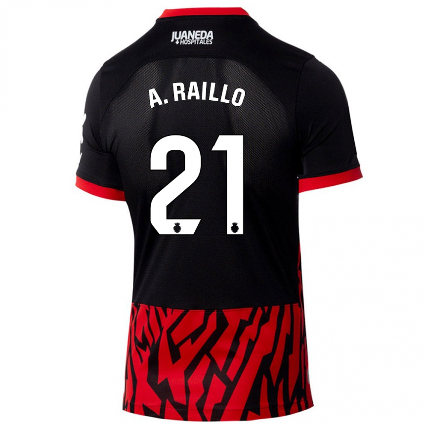 Niño Fútbol Camiseta Antonio Raíllo #21 Negro Rojo 1ª Equipación 2024/25 México