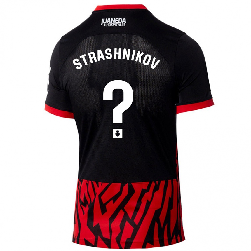 Niño Fútbol Camiseta Nikolay Strashnikov #0 Negro Rojo 1ª Equipación 2024/25 México