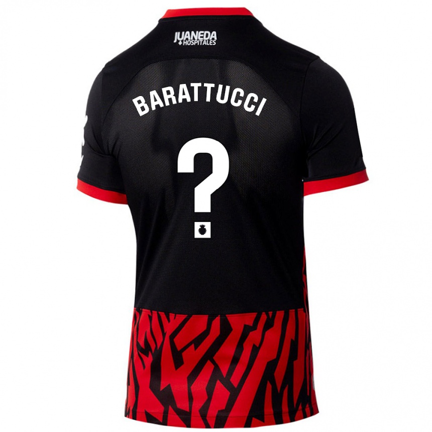 Niño Fútbol Camiseta Nicolás Barattucci #0 Negro Rojo 1ª Equipación 2024/25 México