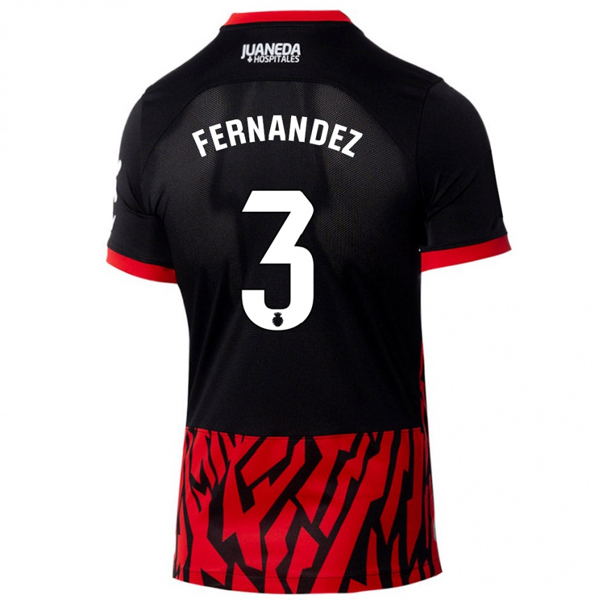 Niño Fútbol Camiseta Marcos Fernández #3 Negro Rojo 1ª Equipación 2024/25 México