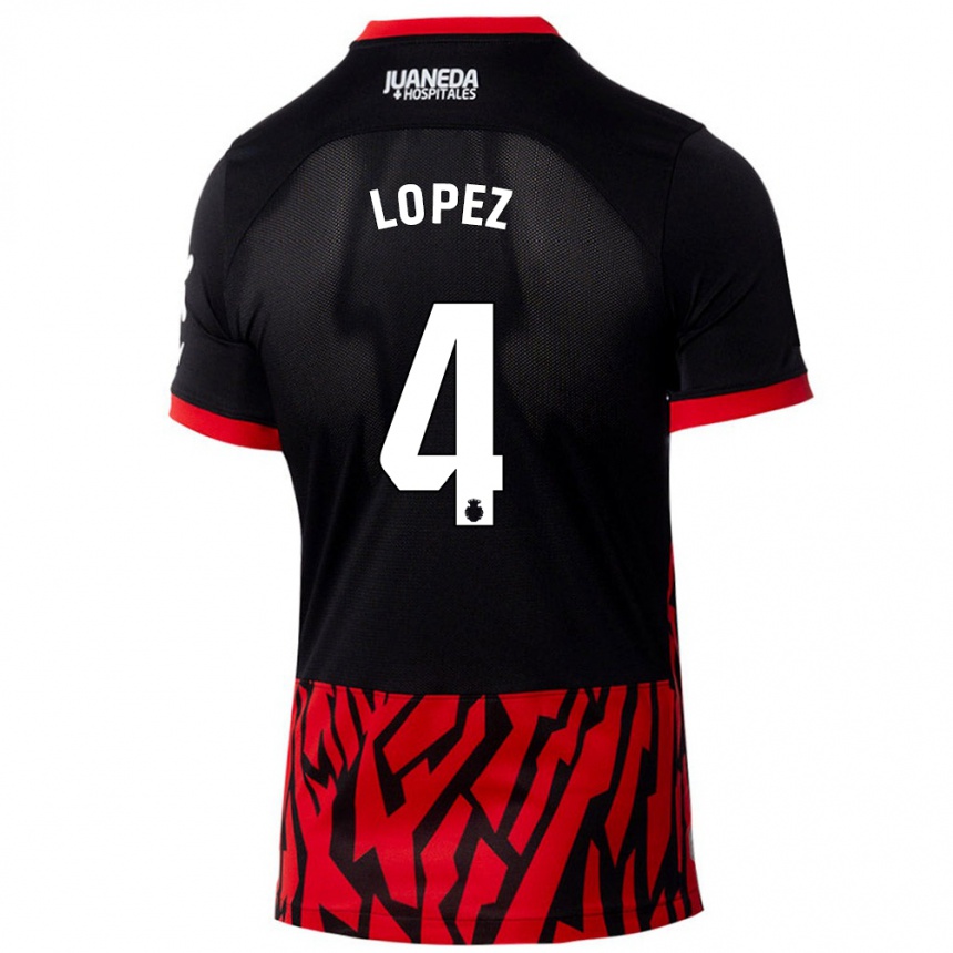 Niño Fútbol Camiseta David López #4 Negro Rojo 1ª Equipación 2024/25 México