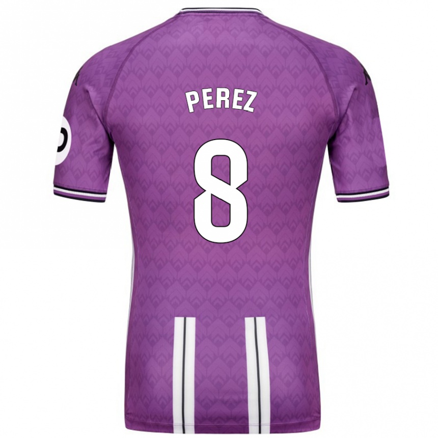 Niño Fútbol Camiseta Kike Pérez #8 Púrpura Blanco 1ª Equipación 2024/25 México