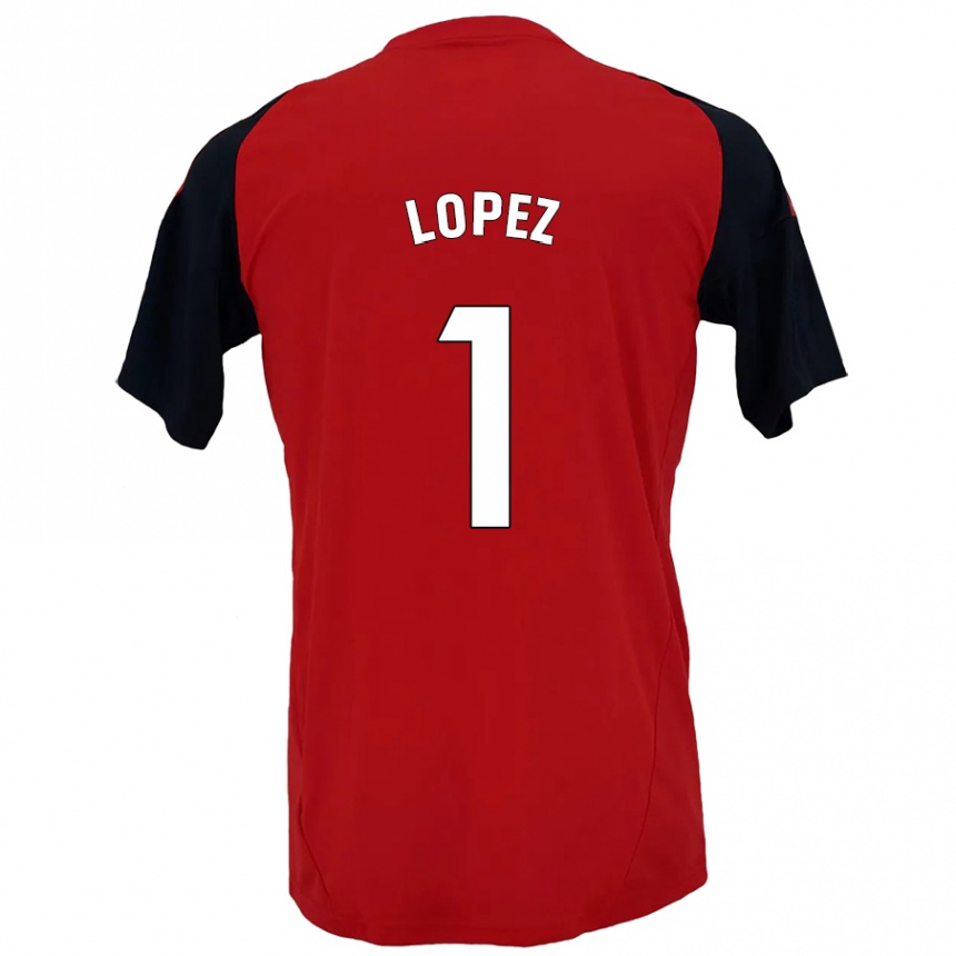 Niño Fútbol Camiseta Luis López #1 Rojo Negro 1ª Equipación 2024/25 México