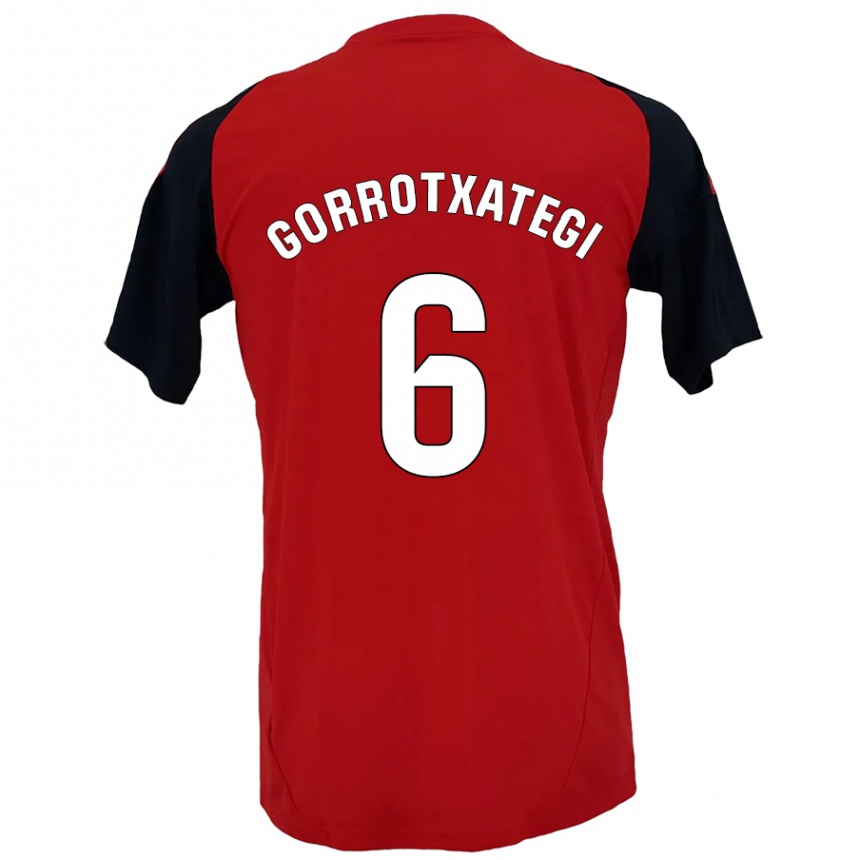 Niño Fútbol Camiseta Jon Gorrotxategi #6 Rojo Negro 1ª Equipación 2024/25 México