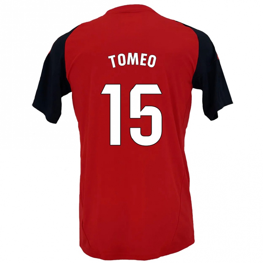 Niño Fútbol Camiseta Pablo Tomeo #15 Rojo Negro 1ª Equipación 2024/25 México