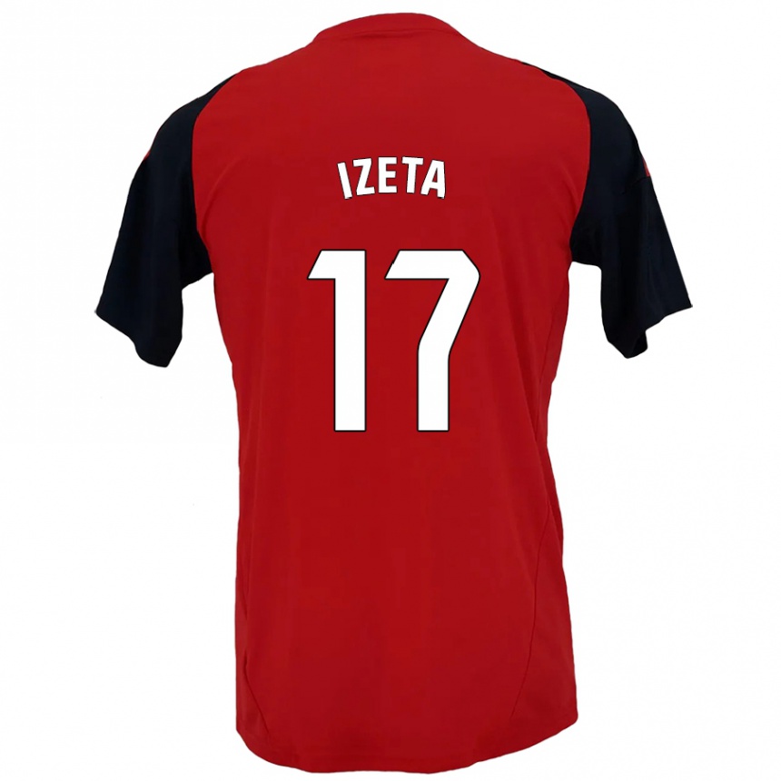 Niño Fútbol Camiseta Urko Izeta #17 Rojo Negro 1ª Equipación 2024/25 México