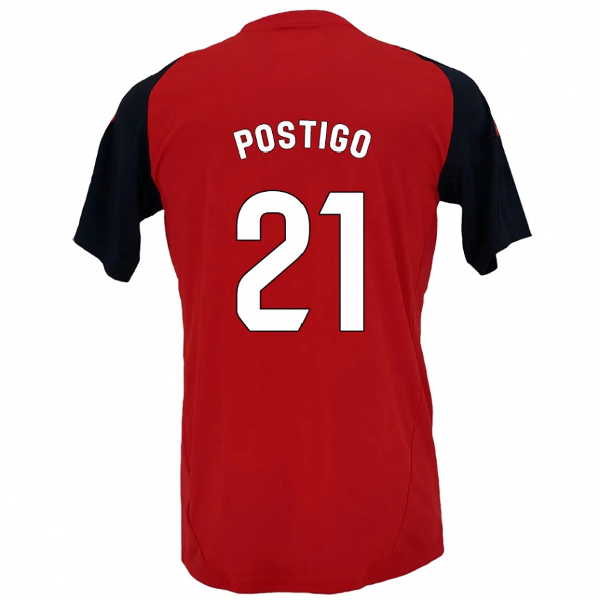 Niño Fútbol Camiseta Sergio Postigo #21 Rojo Negro 1ª Equipación 2024/25 México