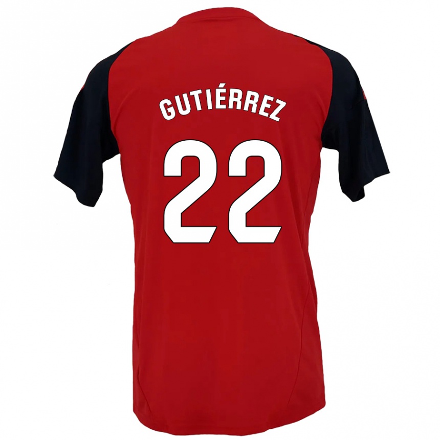 Niño Fútbol Camiseta Juan Gutiérrez #22 Rojo Negro 1ª Equipación 2024/25 México