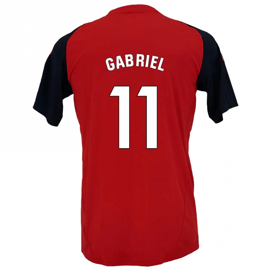 Niño Fútbol Camiseta Sergio Gabriel #11 Rojo Negro 1ª Equipación 2024/25 México