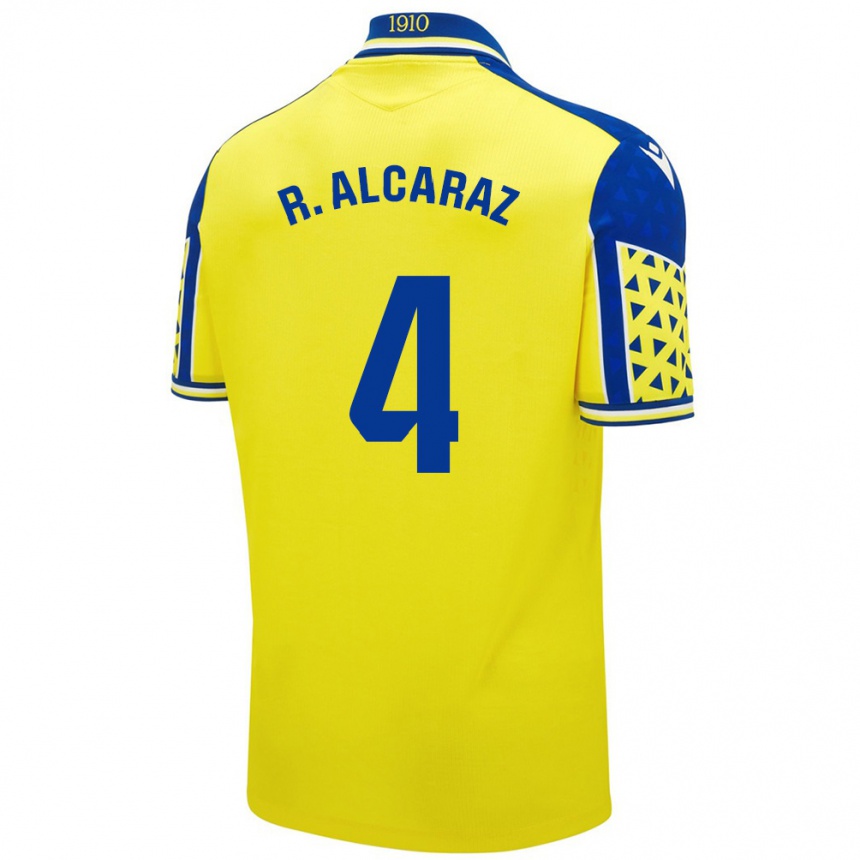 Niño Fútbol Camiseta Rubén Alcaraz #4 Amarillo Azul 1ª Equipación 2024/25 México