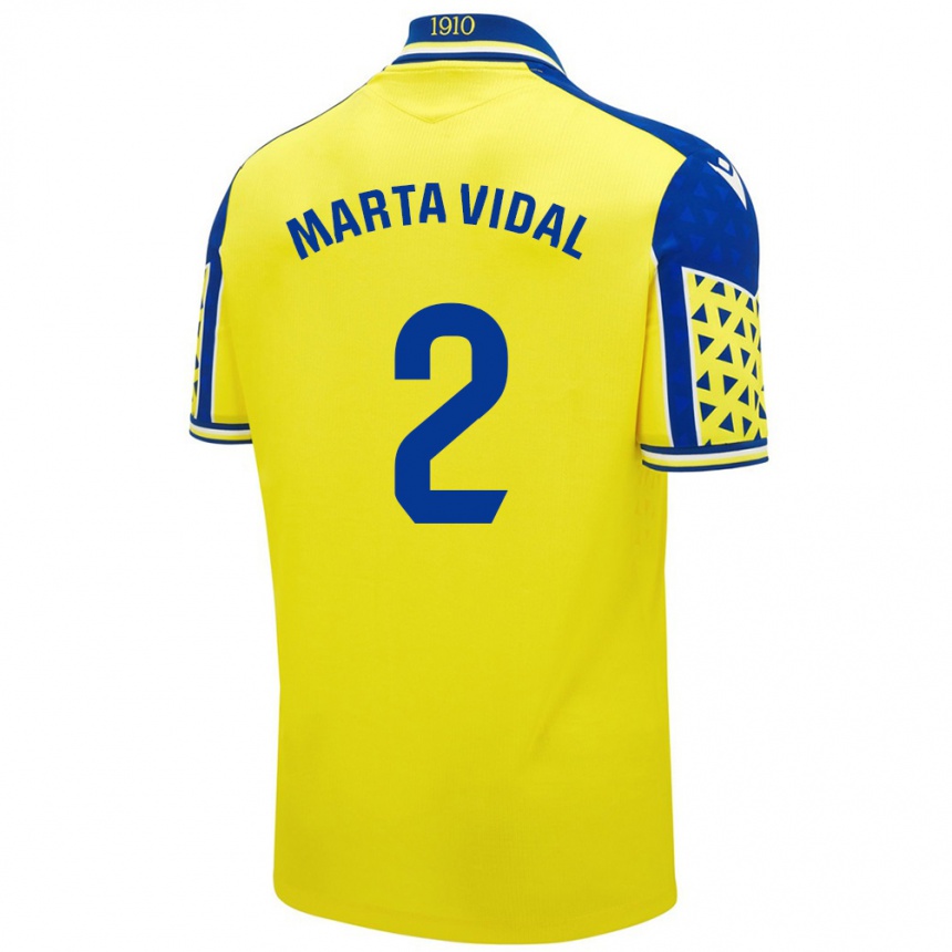 Niño Fútbol Camiseta Marta Vidal Vela #2 Amarillo Azul 1ª Equipación 2024/25 México