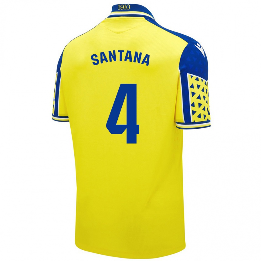 Niño Fútbol Camiseta María Del Carmen Santana Vázquez #4 Amarillo Azul 1ª Equipación 2024/25 México